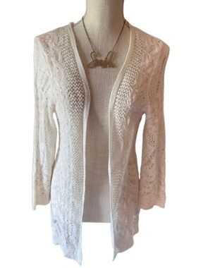 Maurices Ivory Open-Front Knit Cardigan